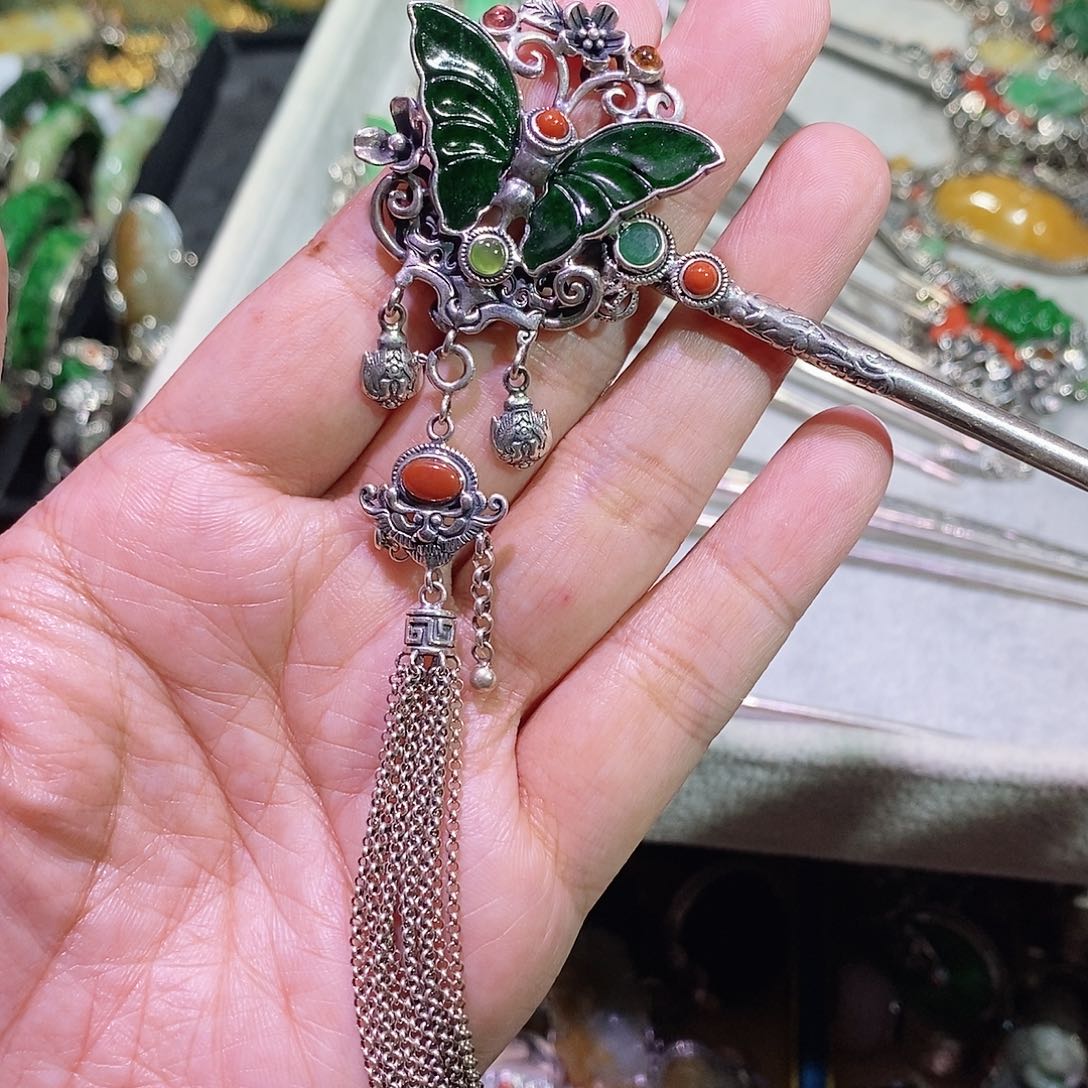 散珠翡翠发簪炸炸炸炸炸炸