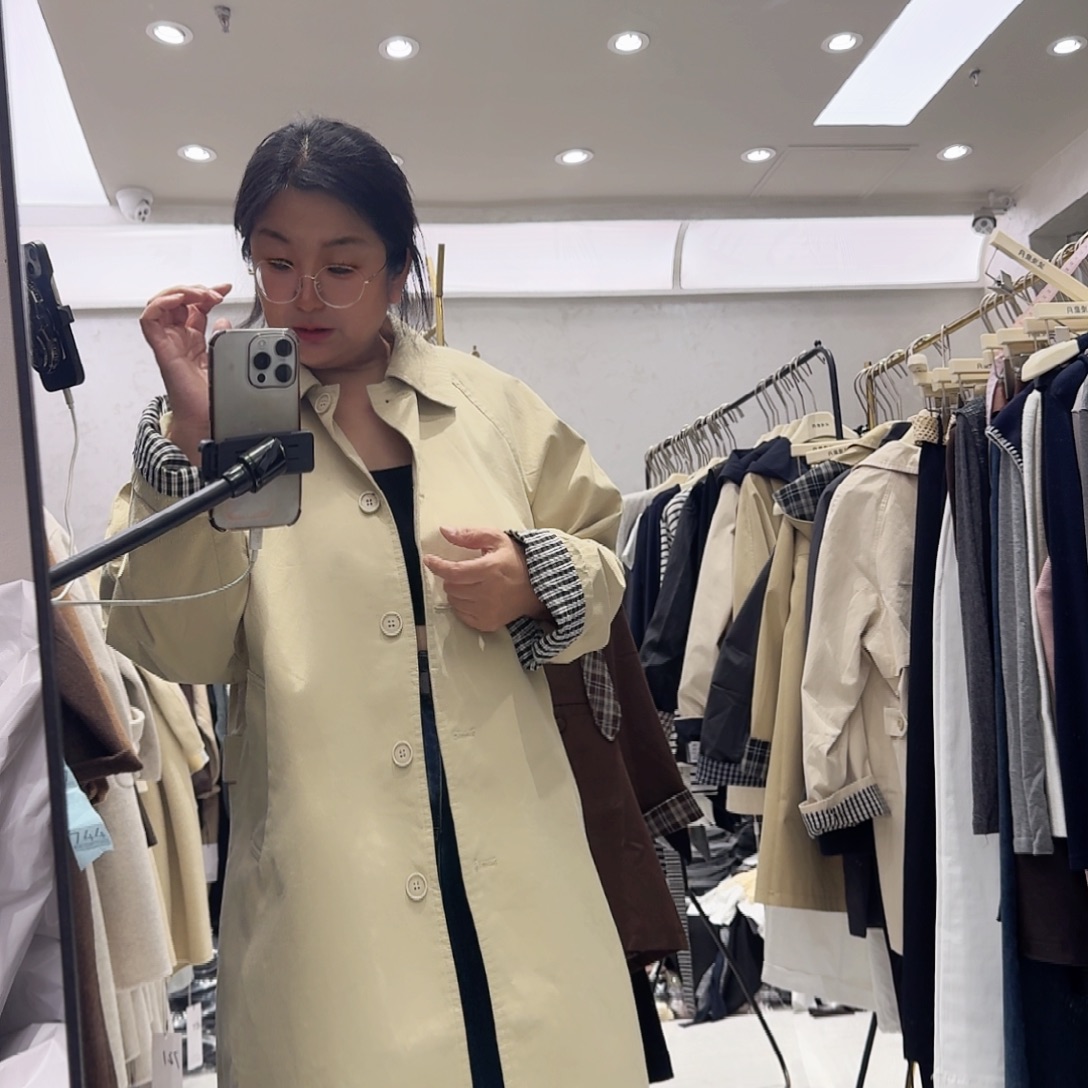 方格袖芳龄外套超短