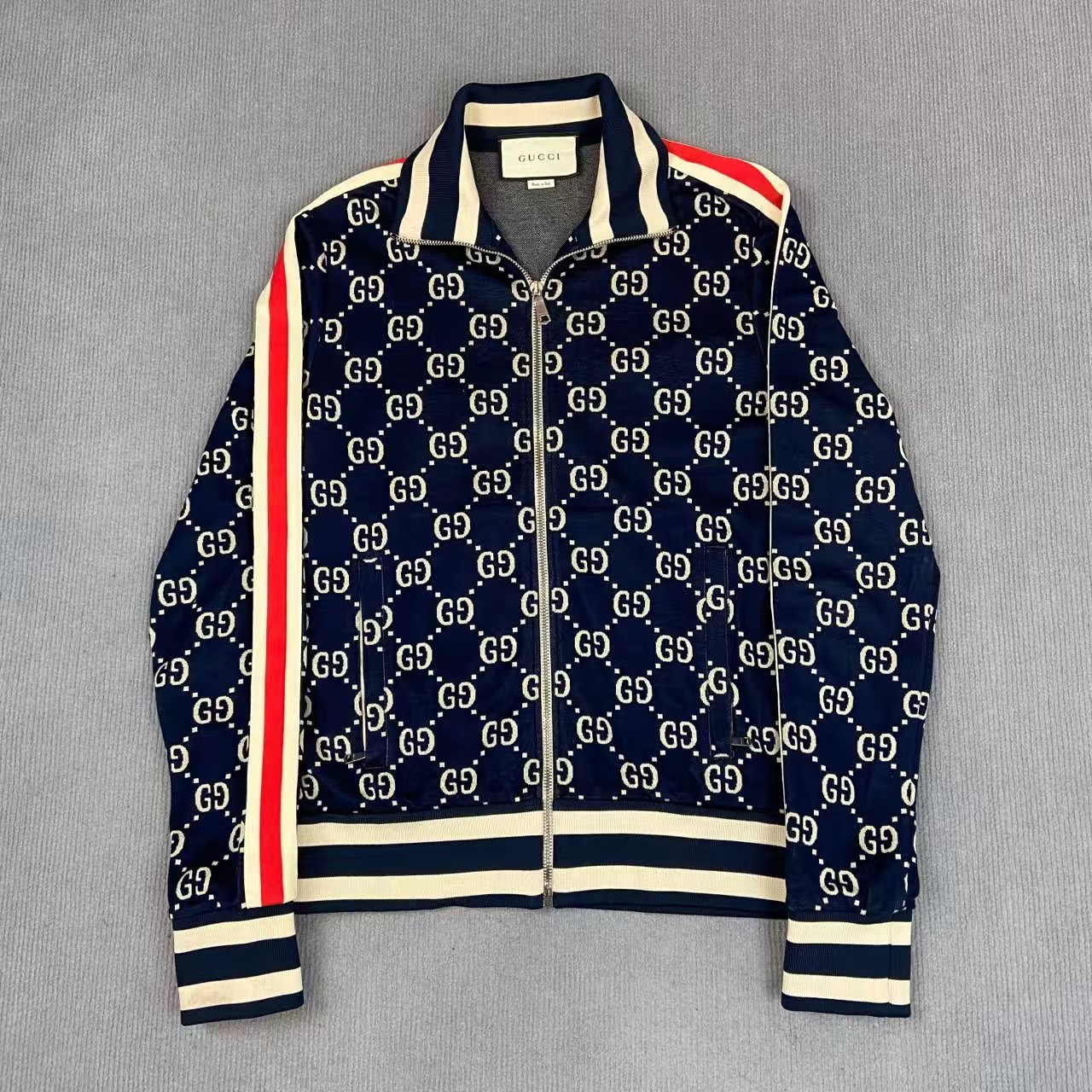 99新 GUCCI/古驰 250153/XS码/经典双G满印运动夹克套装