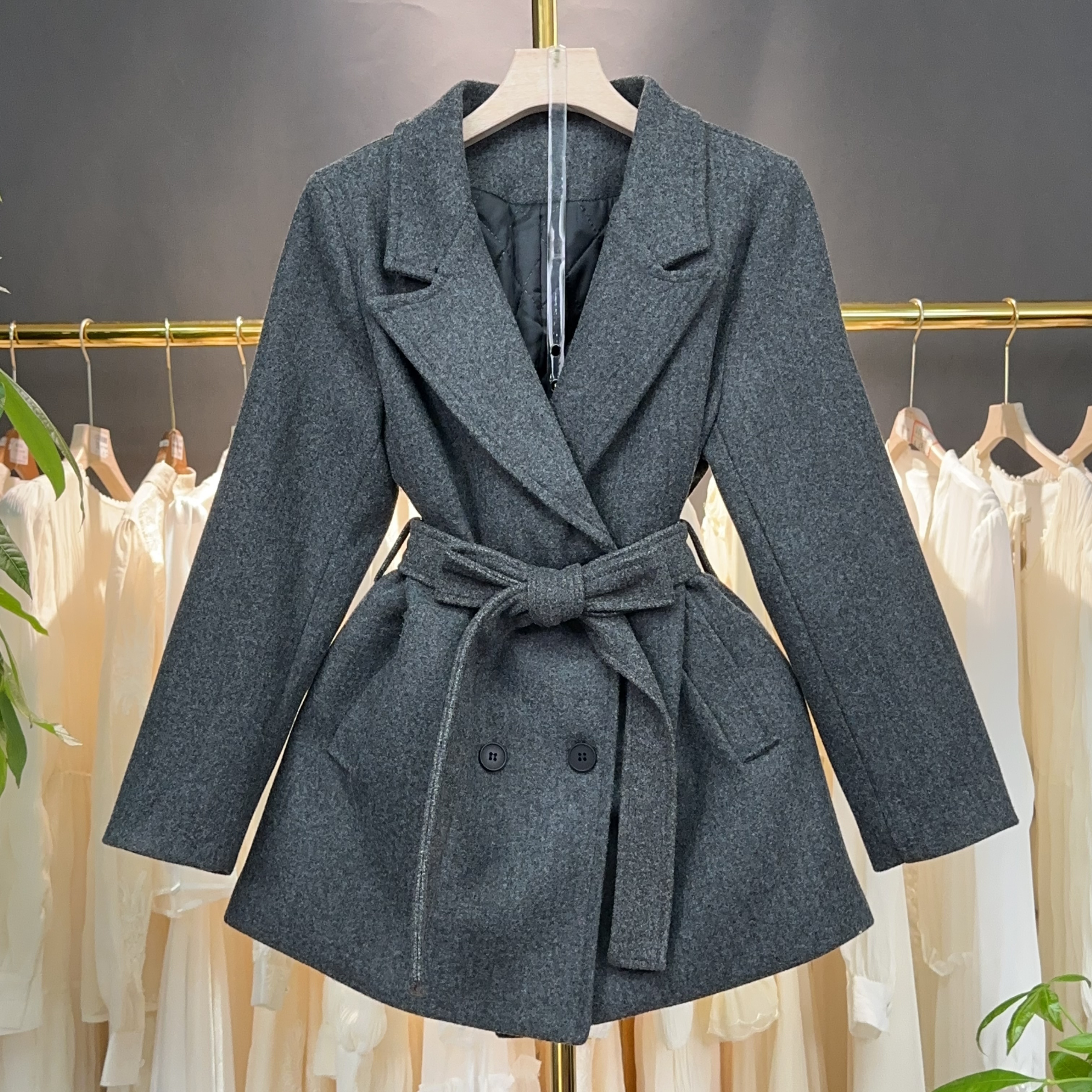 【A9282】毛呢外套女2025秋冬新款时尚休闲设计感毛呢外套