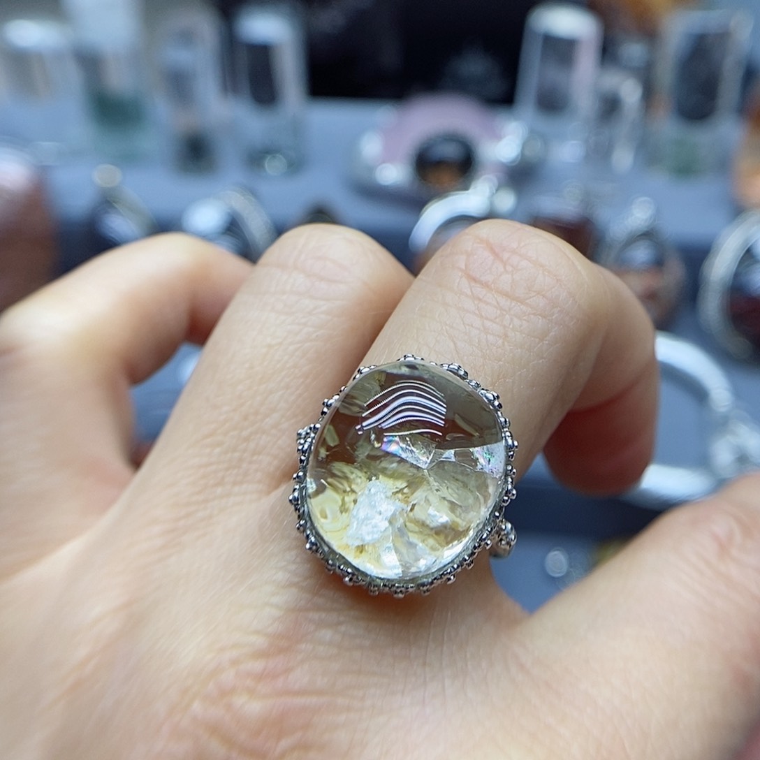 水晶戒指银S925镶嵌?****人水晶
