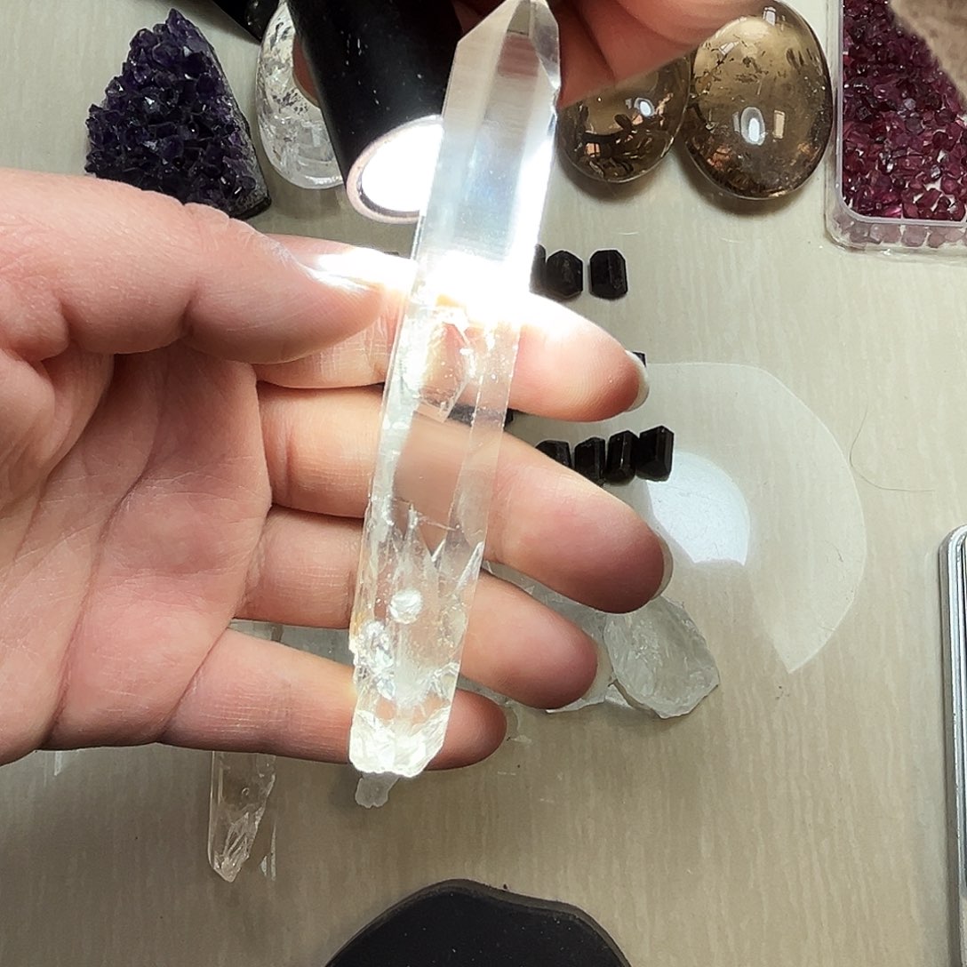 珠宝半成品水晶未镶嵌巴西利姆刀带蓝针