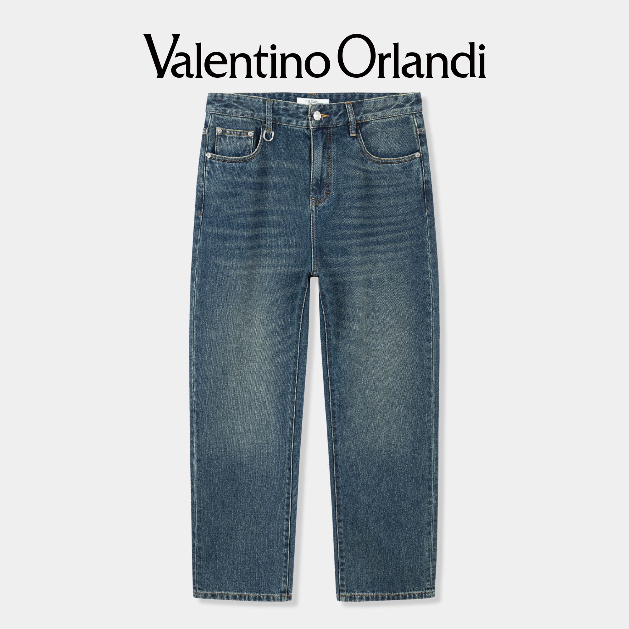 Valentino orlandi男士春秋C版时尚百搭复古擦色牛仔裤