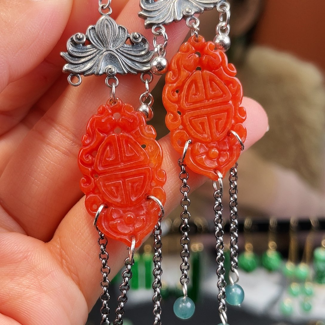 翡翠未镶嵌耳饰饰品