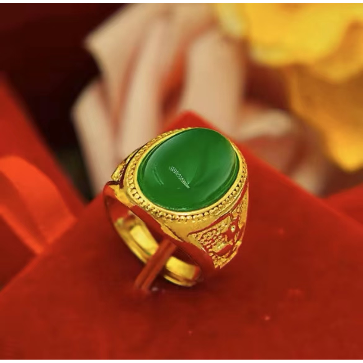合金亚克力戒指 鸽子蛋（绿）时尚百搭GZ001可调节