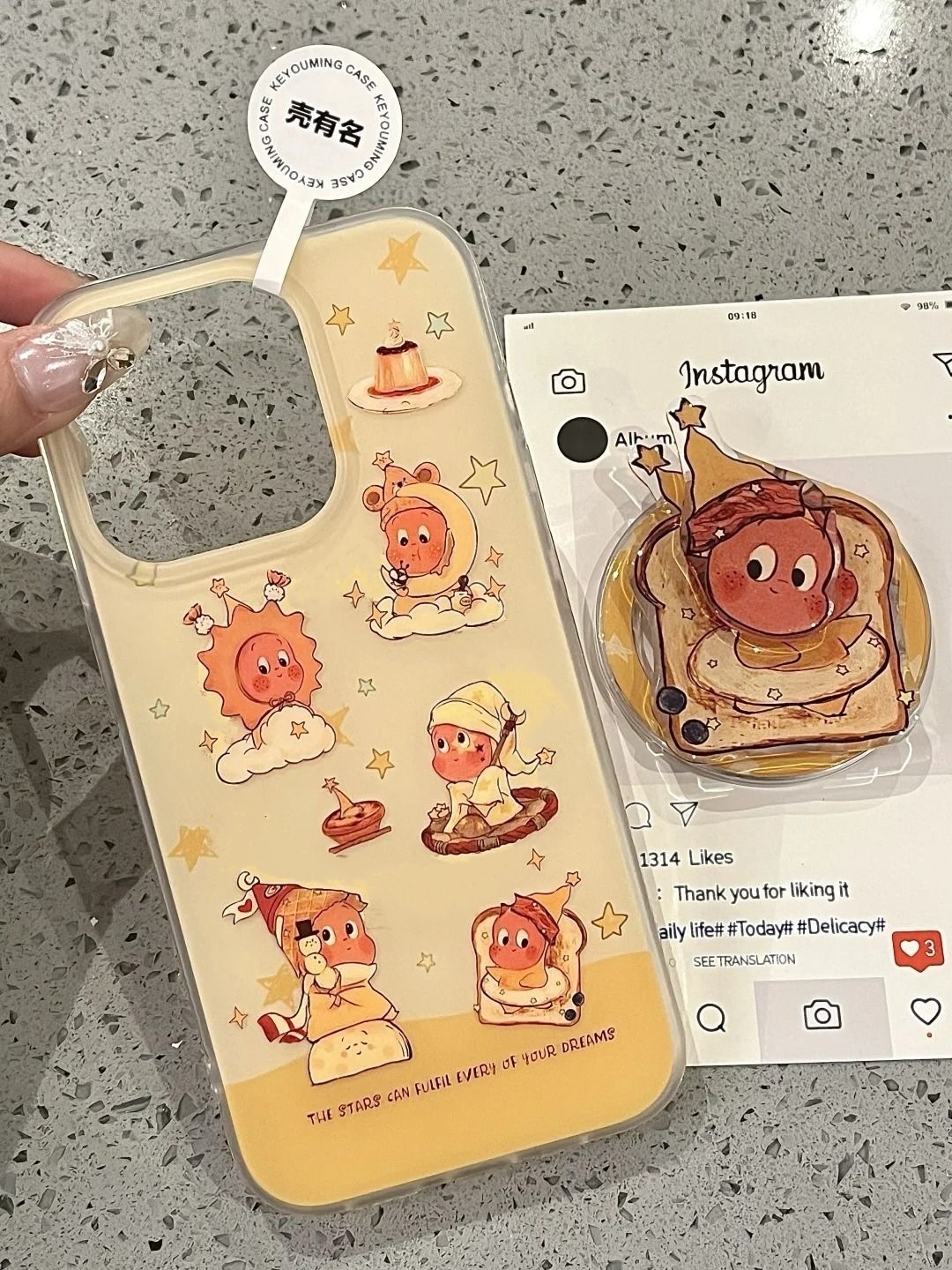 吐司星星小人适用iPhone16苹果15pro花样手机壳14/13支架12大孔11