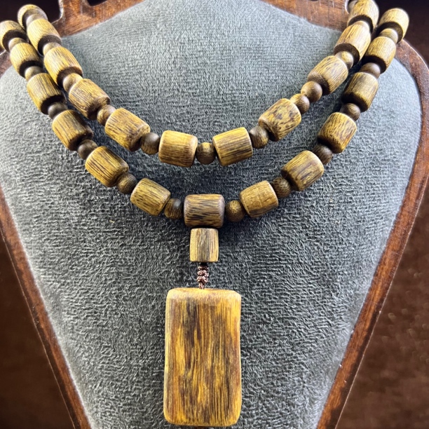 沉香树心珠手链脖链 吊牌金丝红油27g+