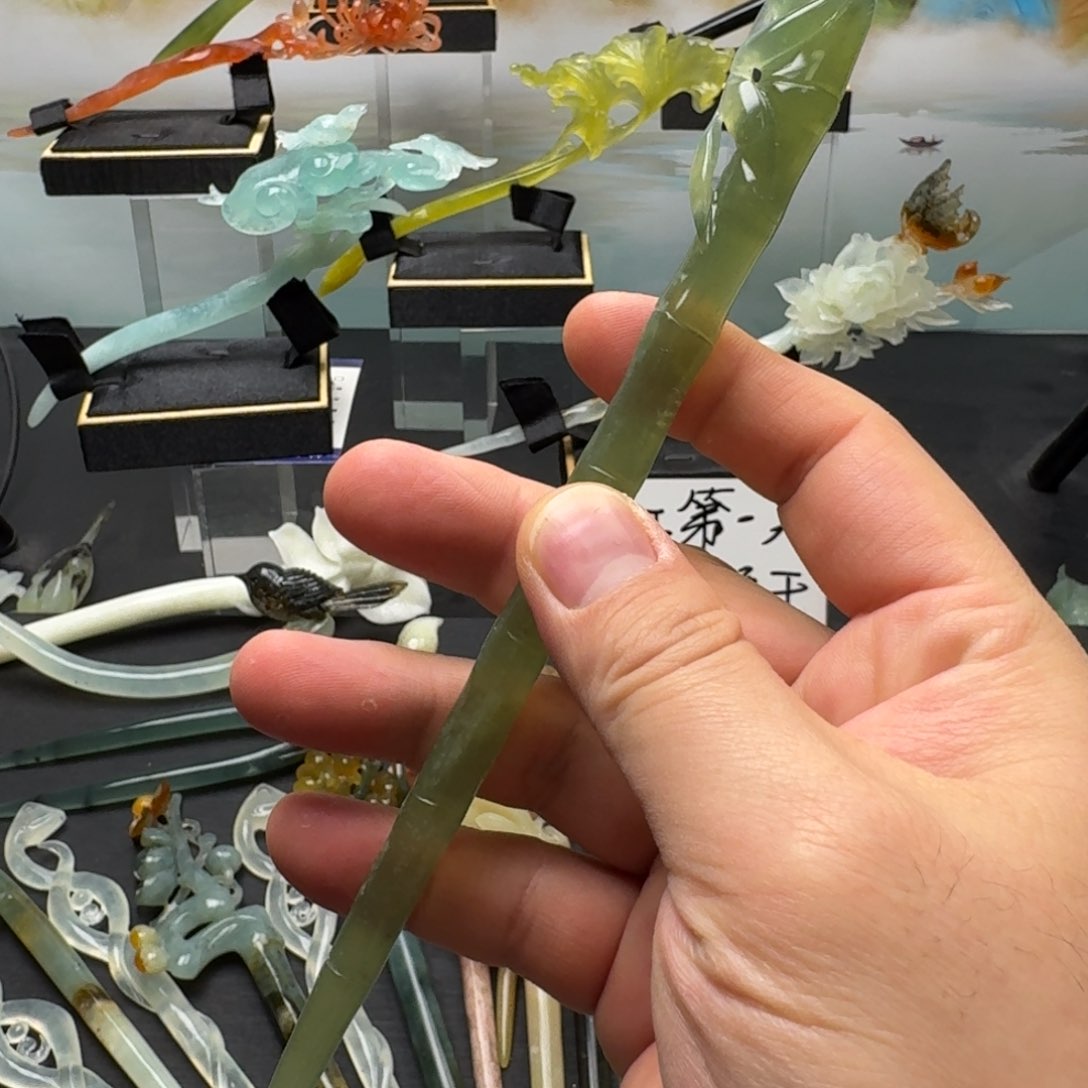 岫玉发饰未镶嵌明君玉簪就是好看