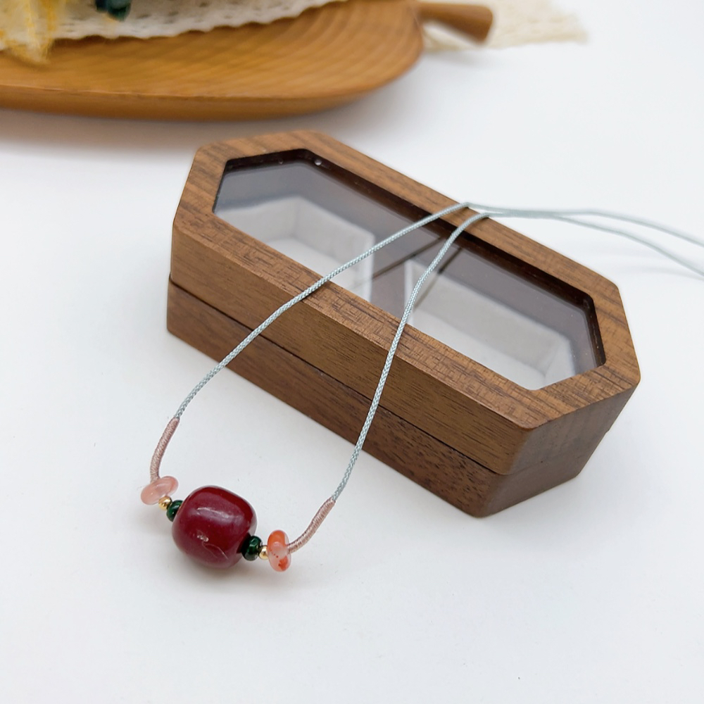 非金属布艺项链 02690 好啊商店 红珠编绳项链 长度70cm左右