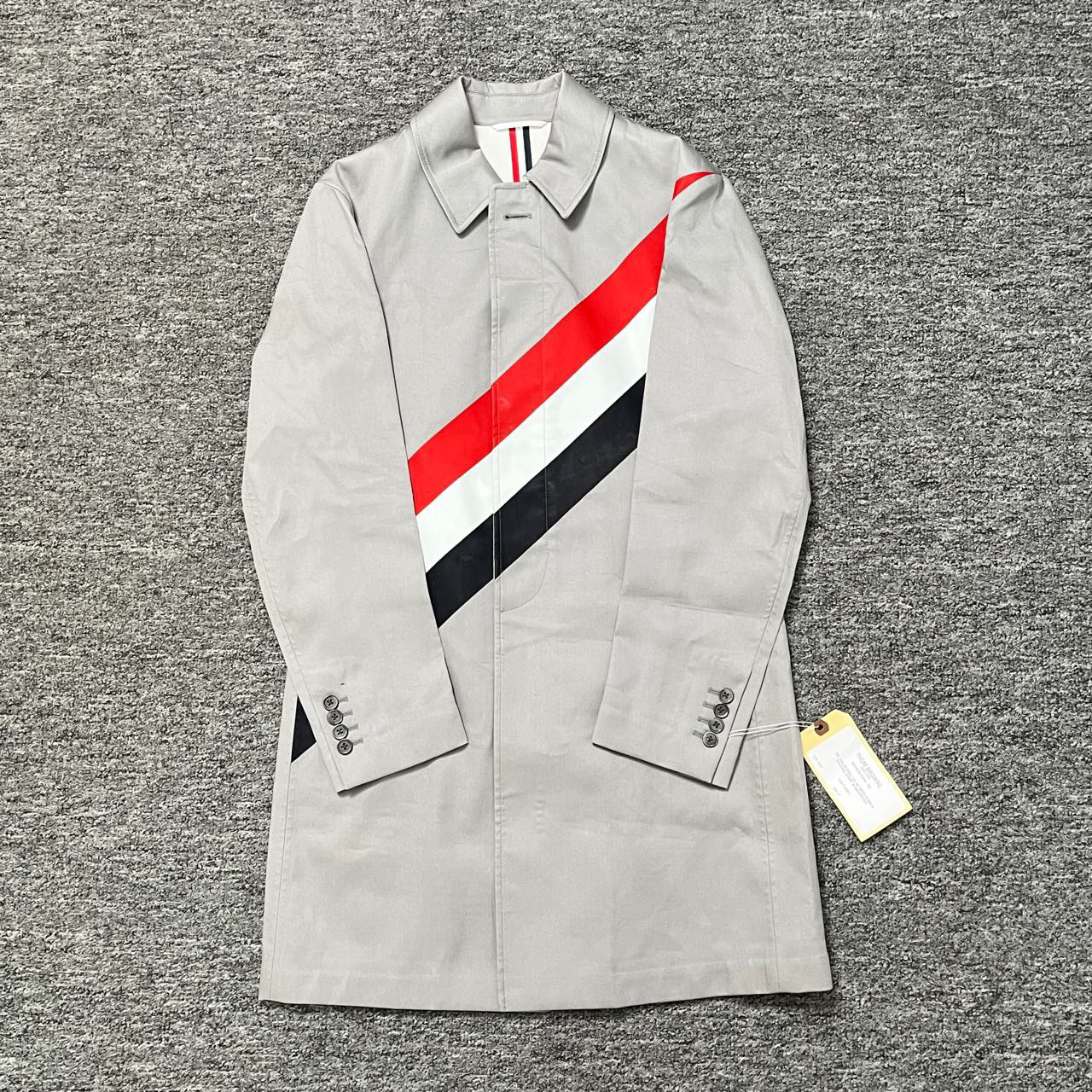 未使用 THOMBROWNE 0码/TB彩条条纹大衣/0841