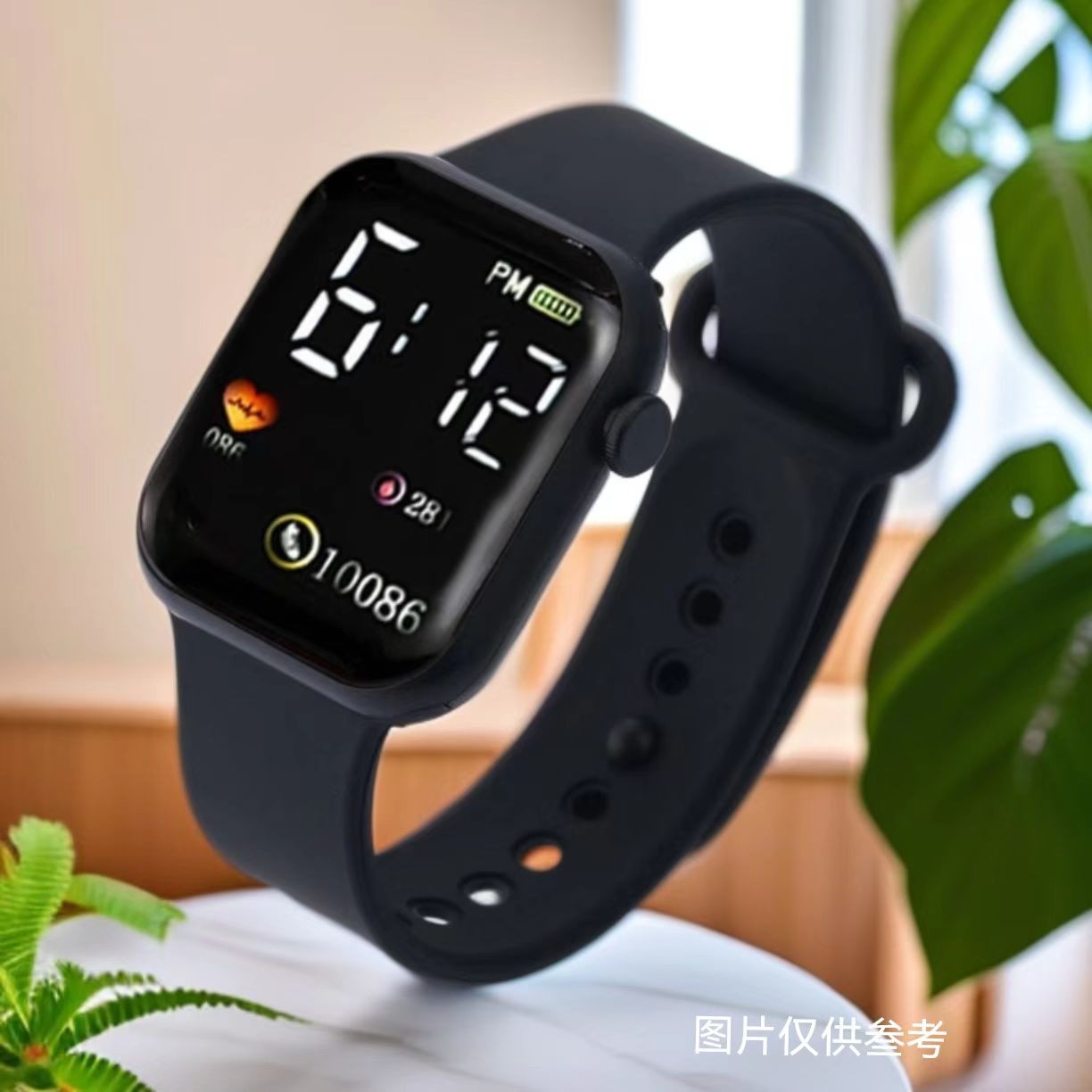 爱心小方块情侣运动LED电子手表方形学生适用【CH】