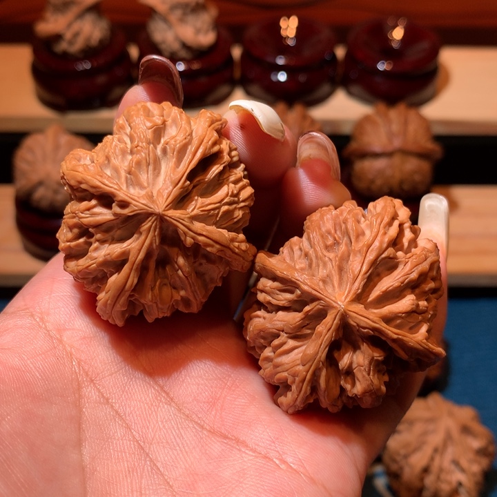 把件文玩核桃苹果园四棱，精品配对，43