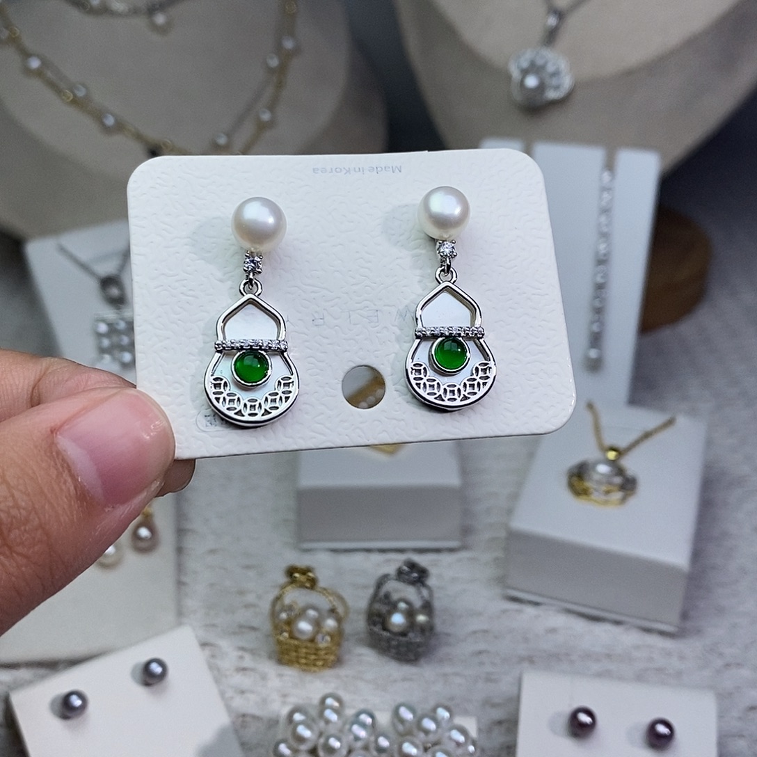 耳饰淡水珍珠银S925镶嵌