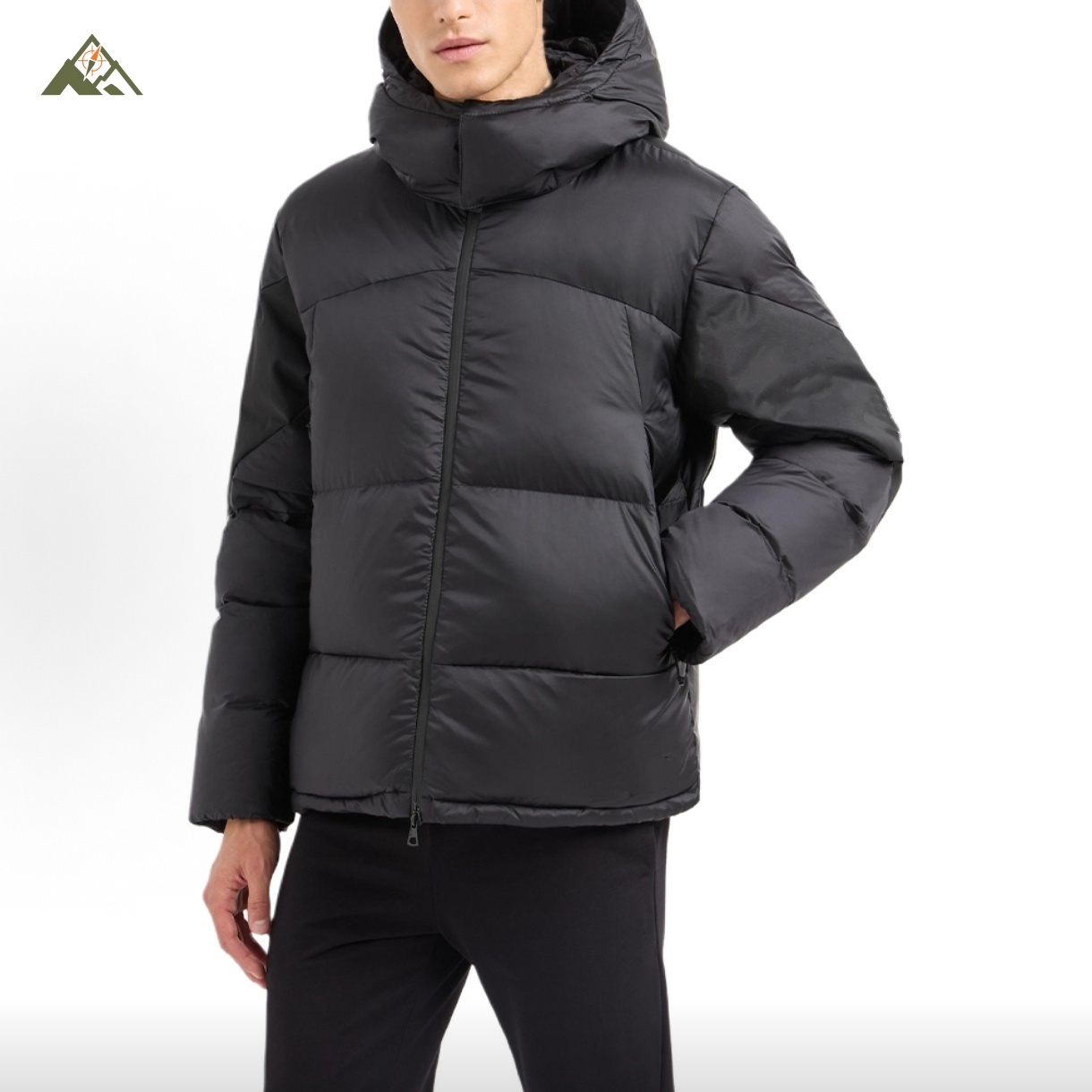 SC26042男士休闲宽松拼接袖高蓬松立领可脱卸帽保暖羽绒服