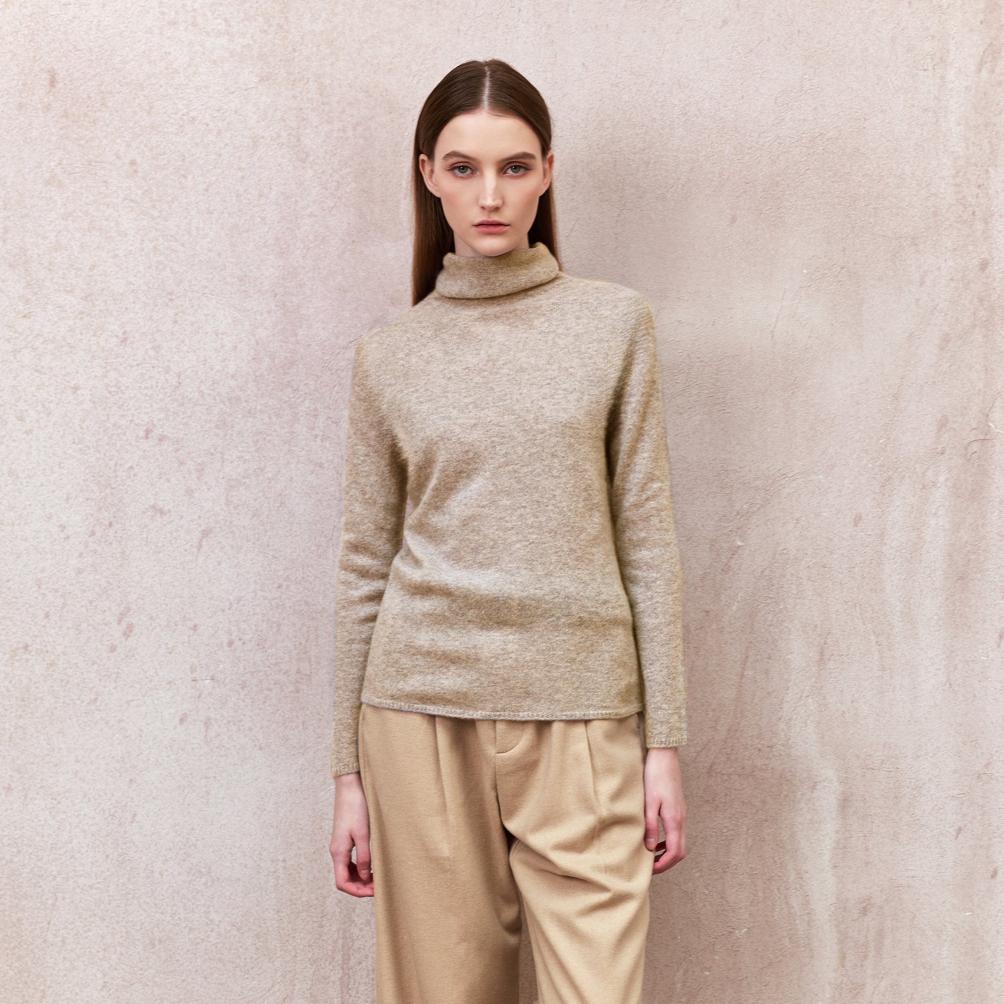 lolo皮草 PLA6988 100%山羊绒高领针织上衣保暖打底堆堆领毛衫