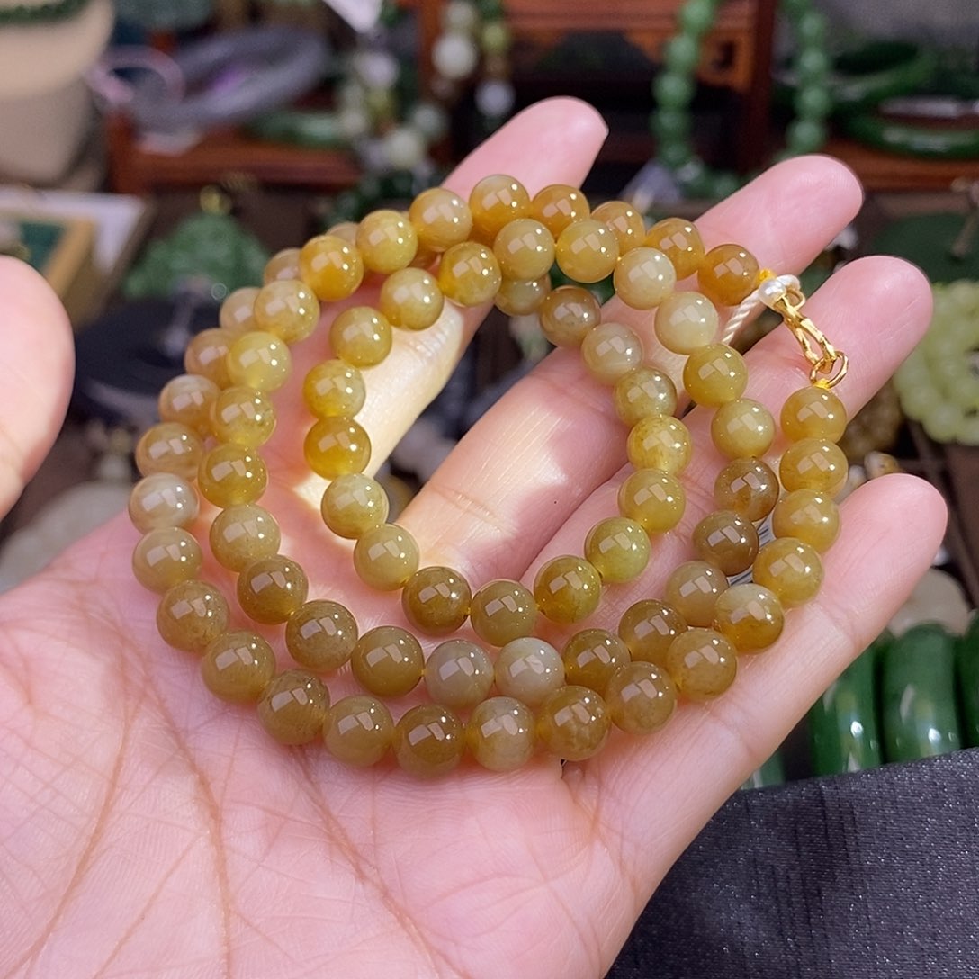 和田玉糖料老料清货价约7MM项链未镶嵌