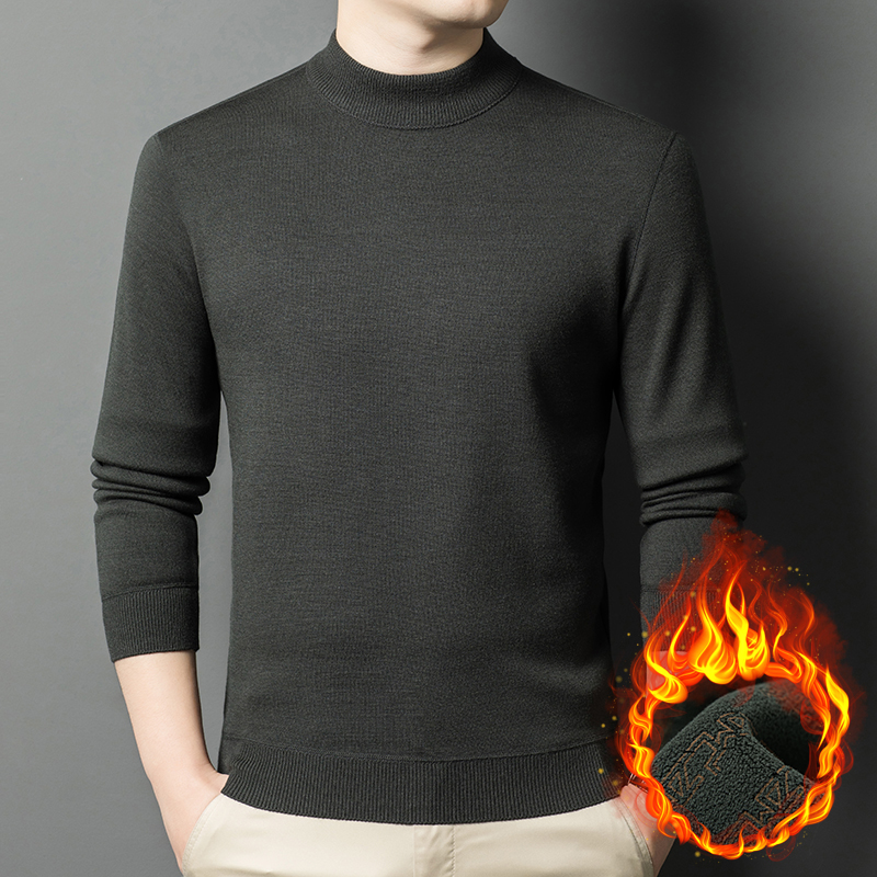 【羊毛衫卫衣加绒款高工艺】保暖厚款上衣男士宽松保暖衫纯针织  