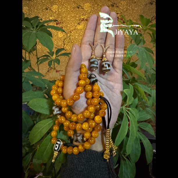 铁合金亚克力项链 中国风民族风佛珠两圈经典镶嵌链子法式