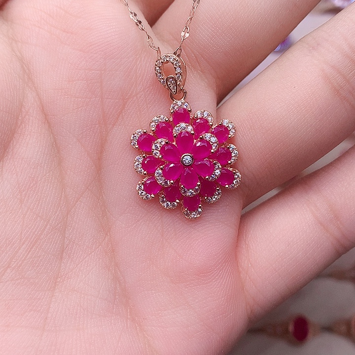 颈饰银S925镶嵌红宝石