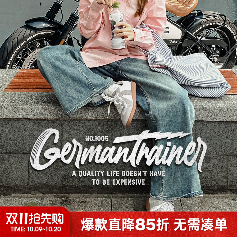 马登复古休闲运动小白训练鞋阿美咔叽百搭日常平底德训滑板鞋女
