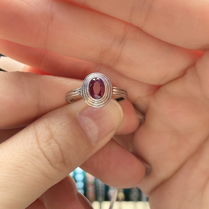 红宝石戒指银S925镶嵌