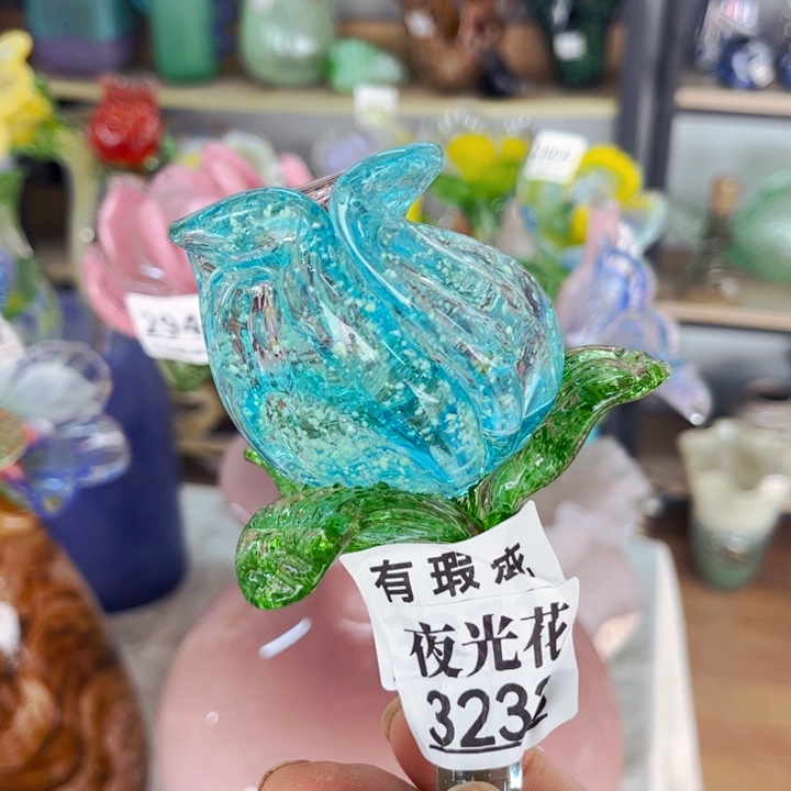 琉璃夜光瑕疵3233 长40花瓶摆件家悦