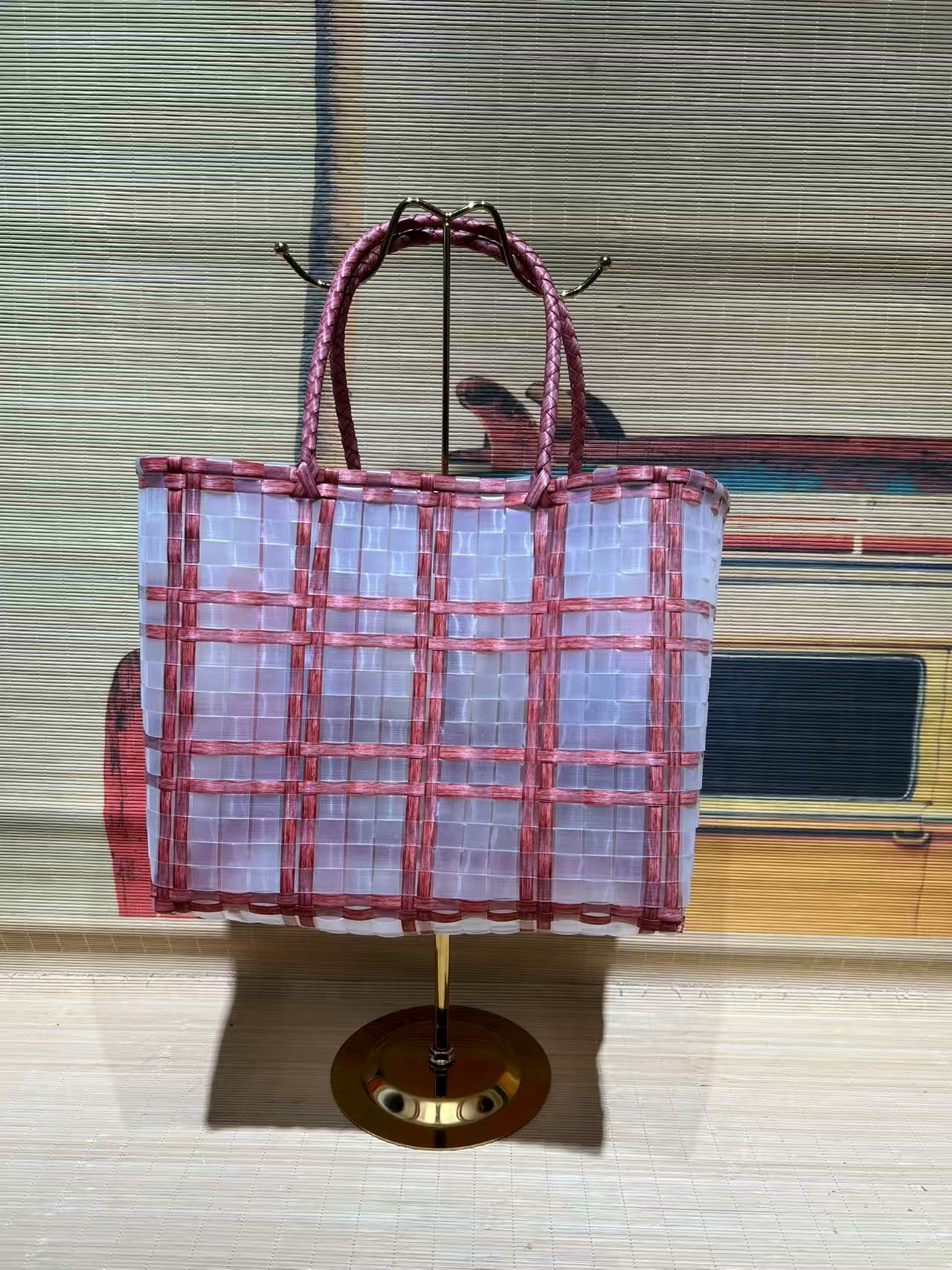 coulorful化妆包简约风格子防水手拎包旅行袋时尚