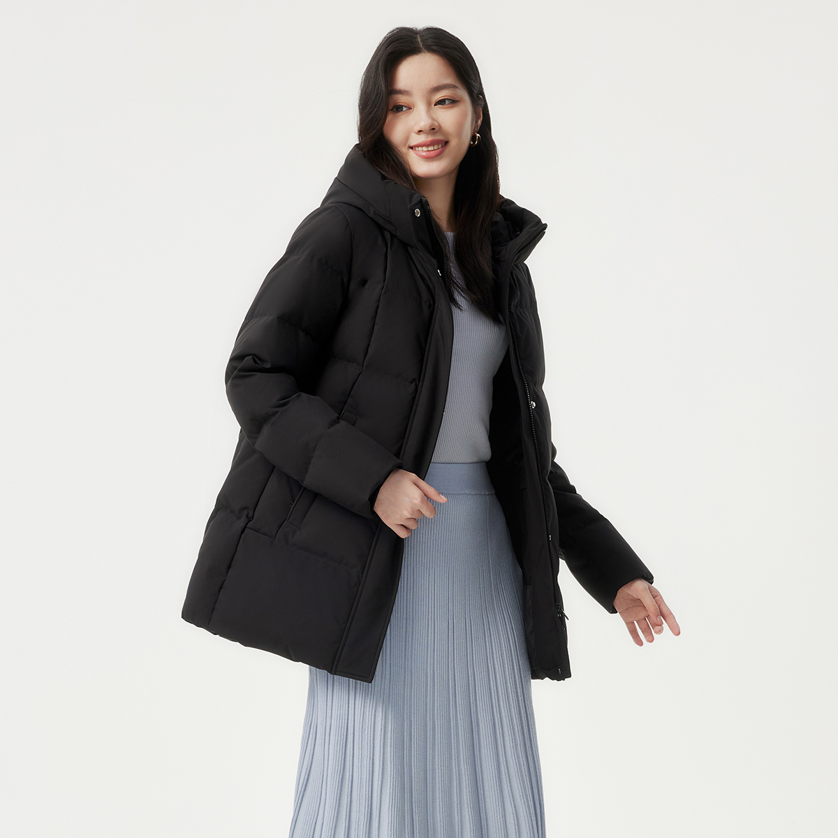 【优选】坦博尔冬季新款连帽女休闲厚羽绒服TBF510508Z