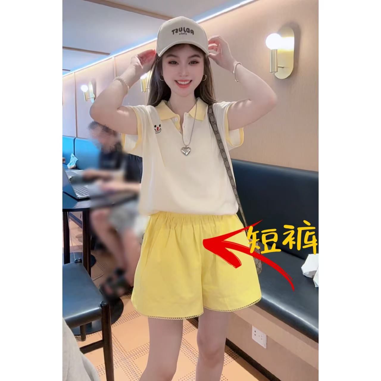 【月月专享】酒熏野莓&设计感蕾丝花边松紧高腰休闲短裤 XXJ-Z00815