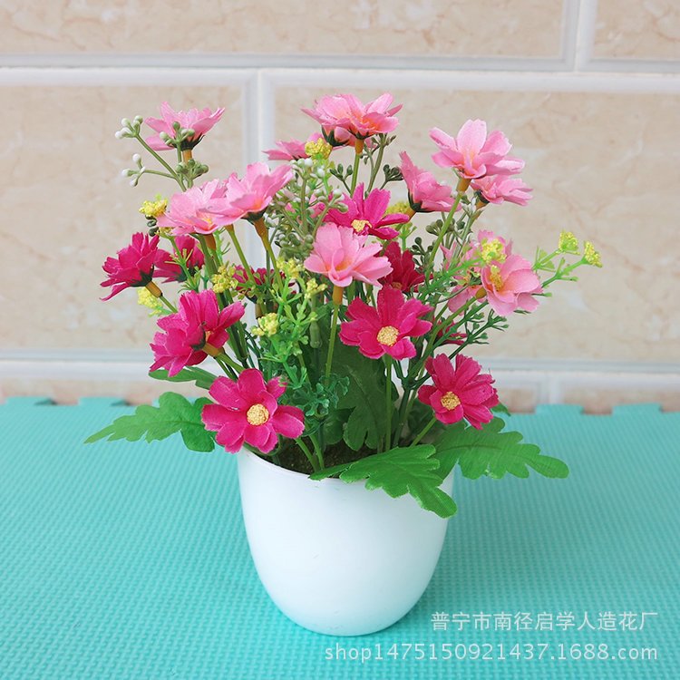 树脂花盆仿真花套装家居工艺品摆件假花绢花仿真植物盆景摆台