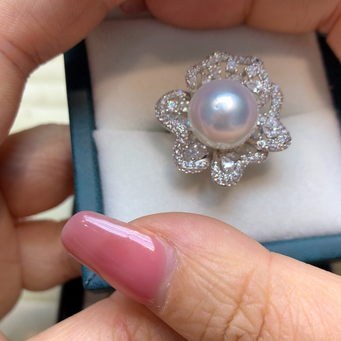 海水珍珠戒指银S925镶嵌