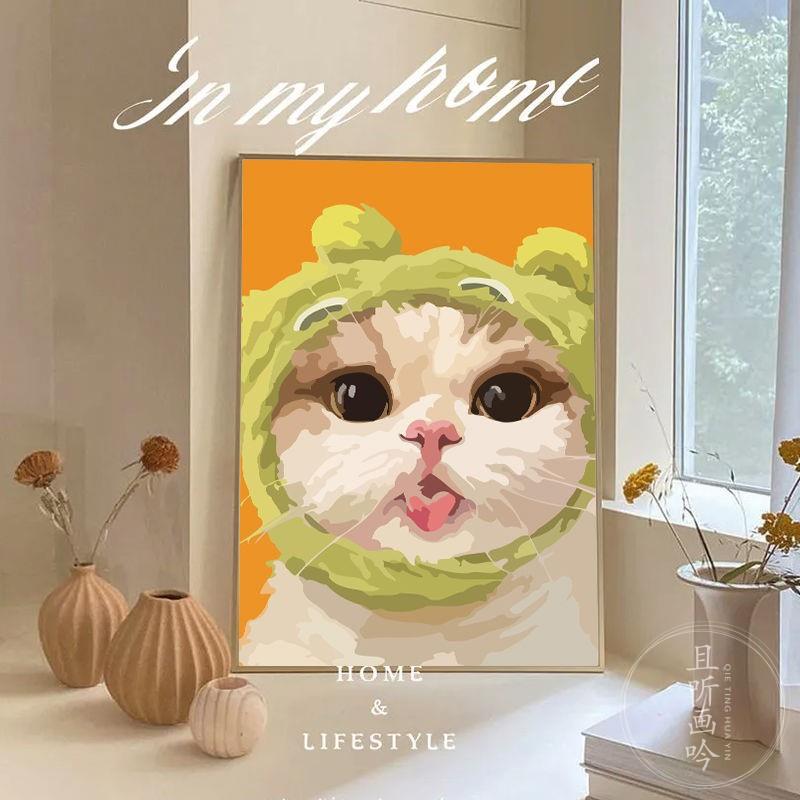 萌猫咪可爱装饰画现代简约北欧ins风治愈系宠物小众客厅卧室挂画