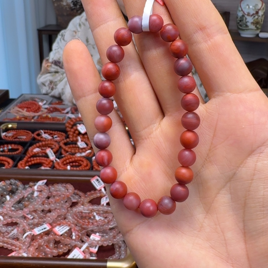 南红玛瑙未镶嵌手链原矿南红柔光8mm