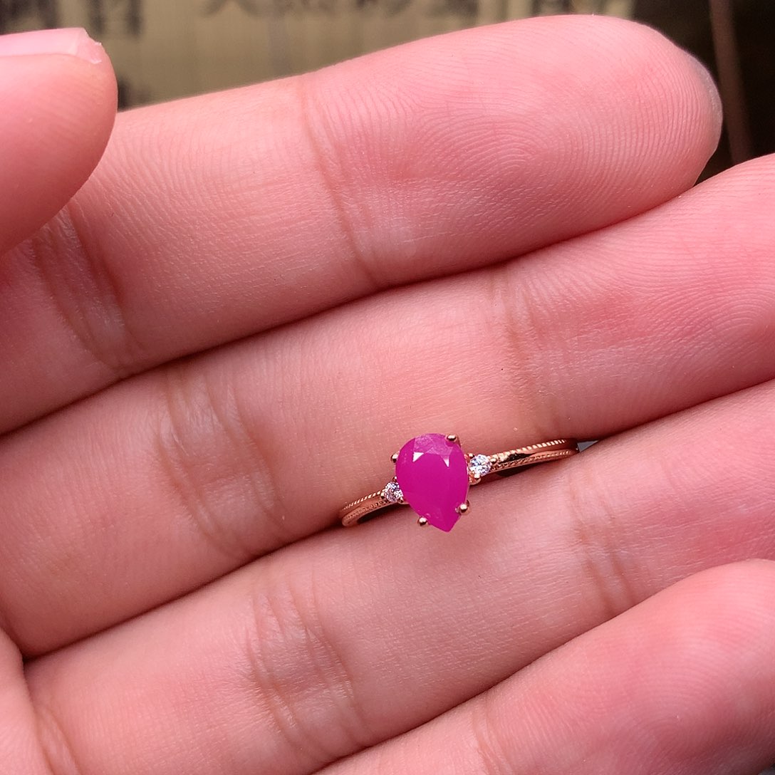 红宝石戒指银S925镶嵌