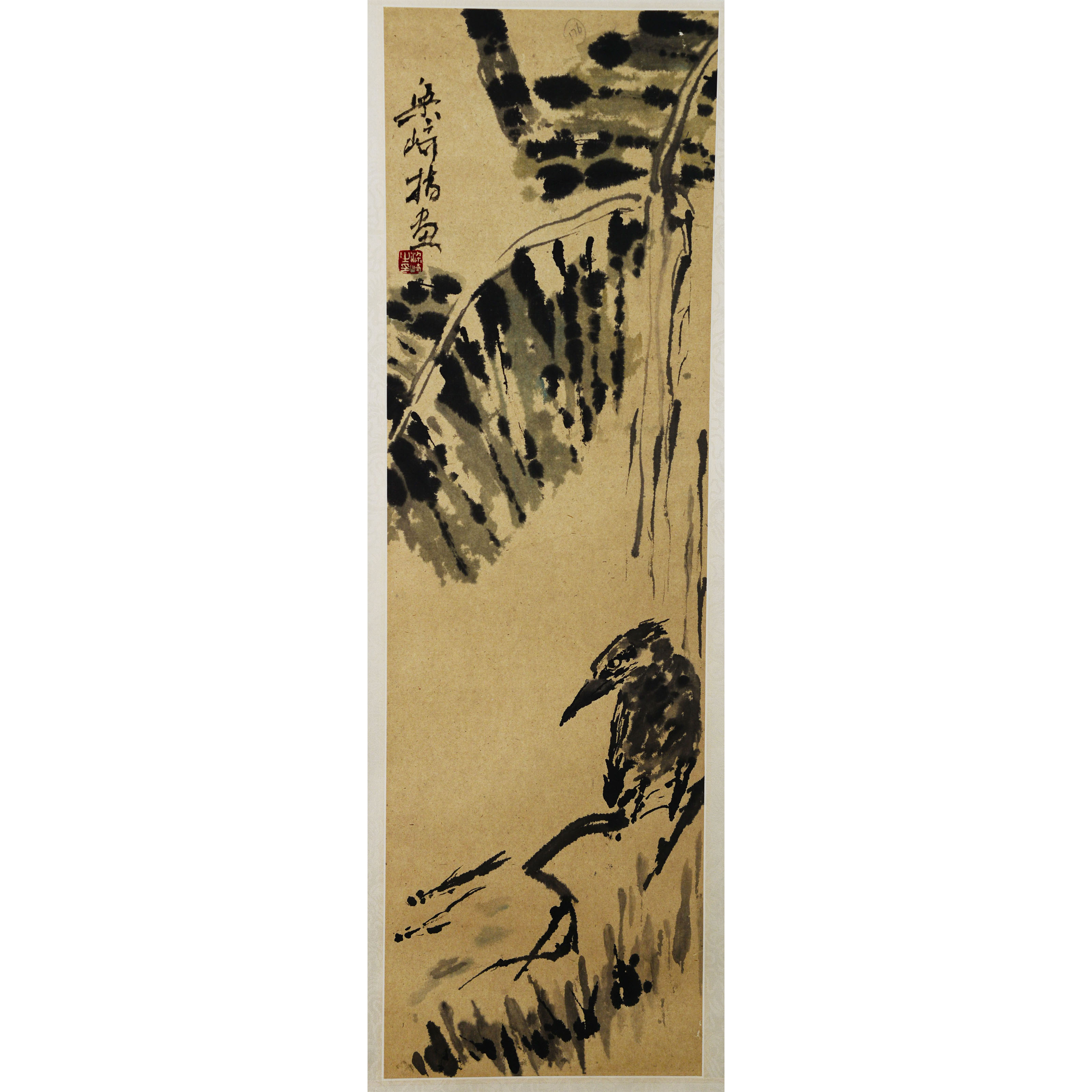 D23 3梁崎花鸟 纸本镜片 78*23cm