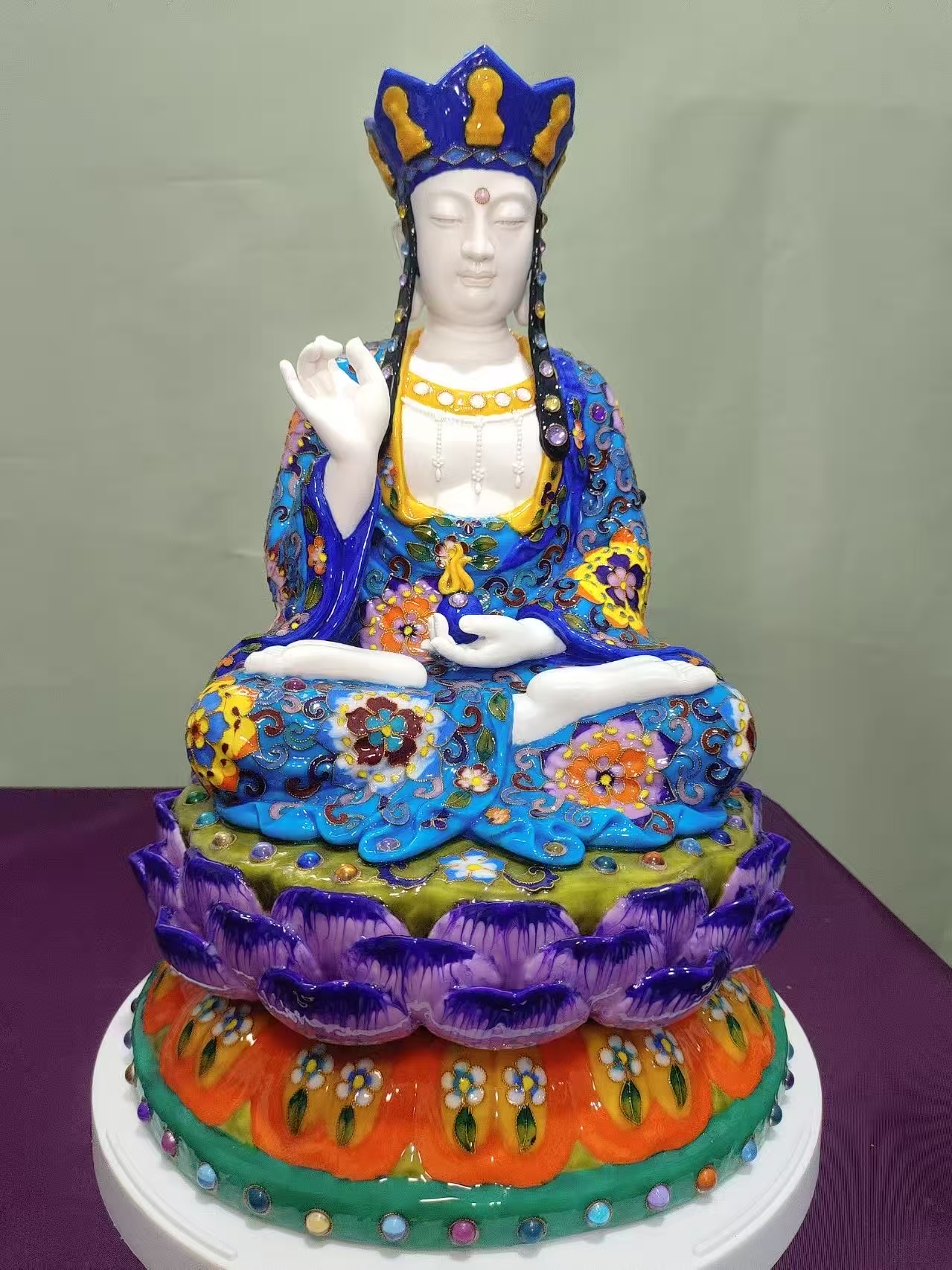 E026景泰蓝掐丝珐琅彩佛像（高35cm~45cm)