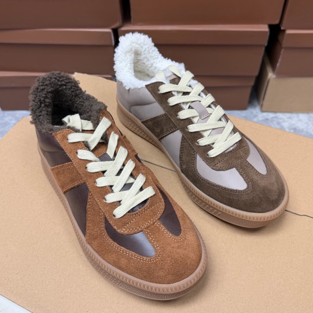 【oPO女鞋】冬季新款加绒加厚德训鞋 复古百搭真皮增高休闲鞋女