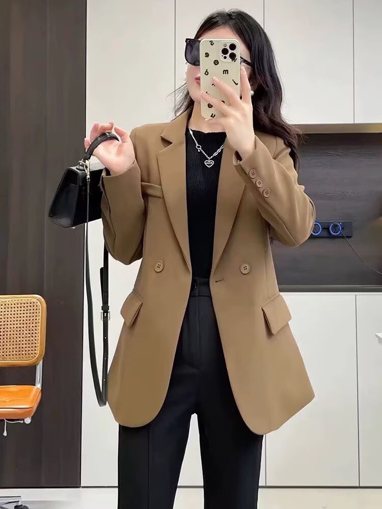 黑色西装外套女2026秋季新款单排扣气质时尚百搭宽松休闲西服上衣