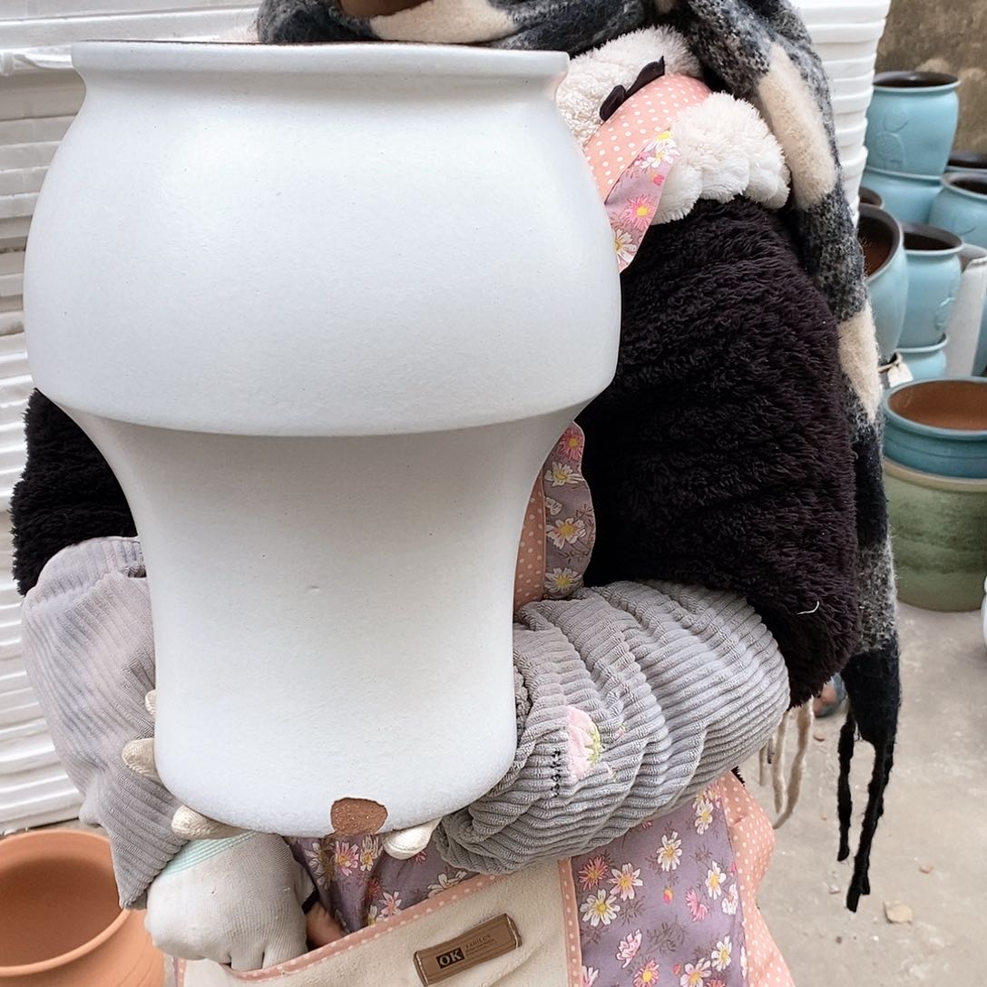 紫砂花盆大磕碰瑕疵口20高33