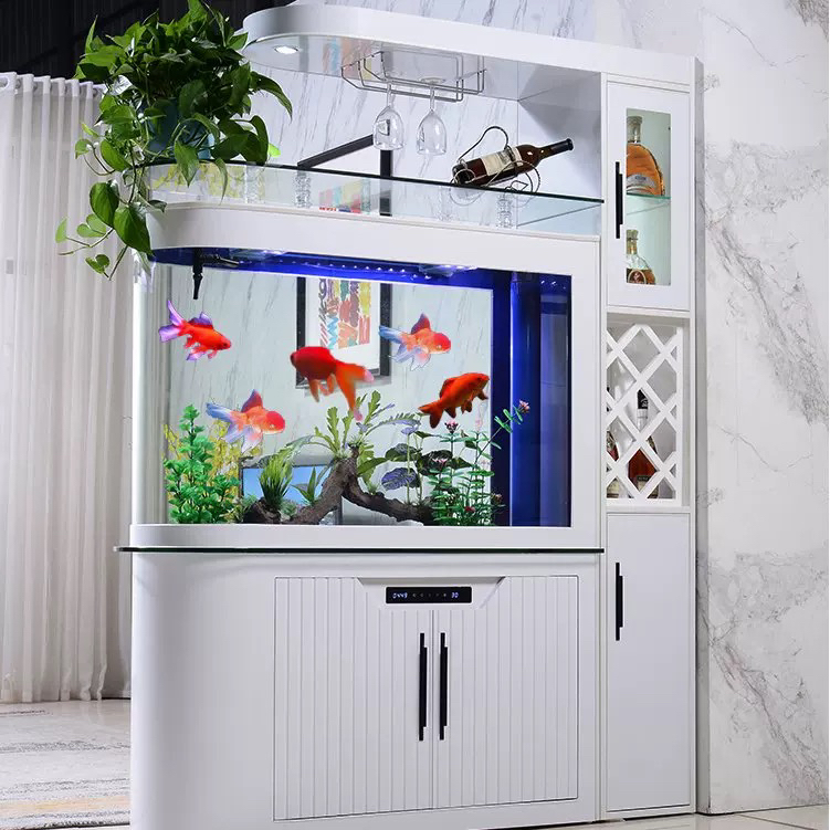 鸿鼎子弹头酒柜屏风鱼缸家用客厅隔断免换水底部过滤智能水族箱