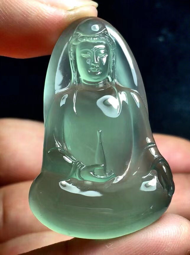 翡翠A货观音山水人物平安扣吊坠（供欣赏勿拍）