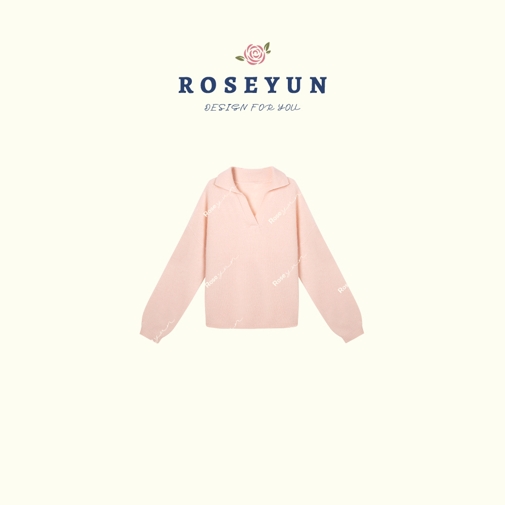 【Rose Yun】高克重山羊绒&绵羊毛拉毛Polo领毛衣    JY125031