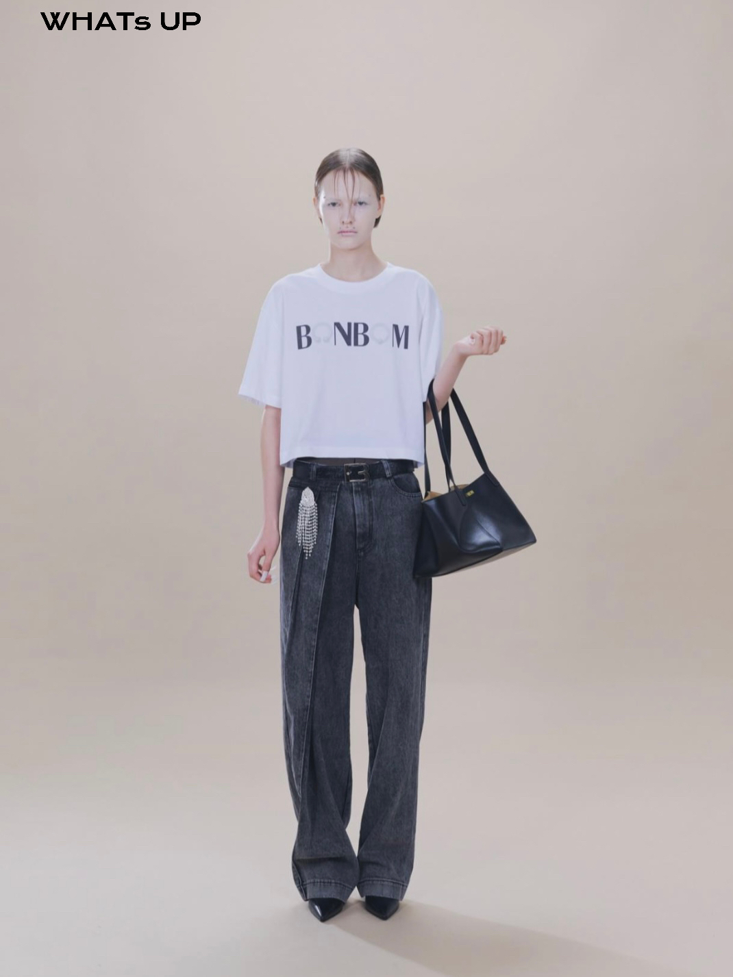 BONBOM 25SS 设计师品牌 印花短款T恤WHATsUP