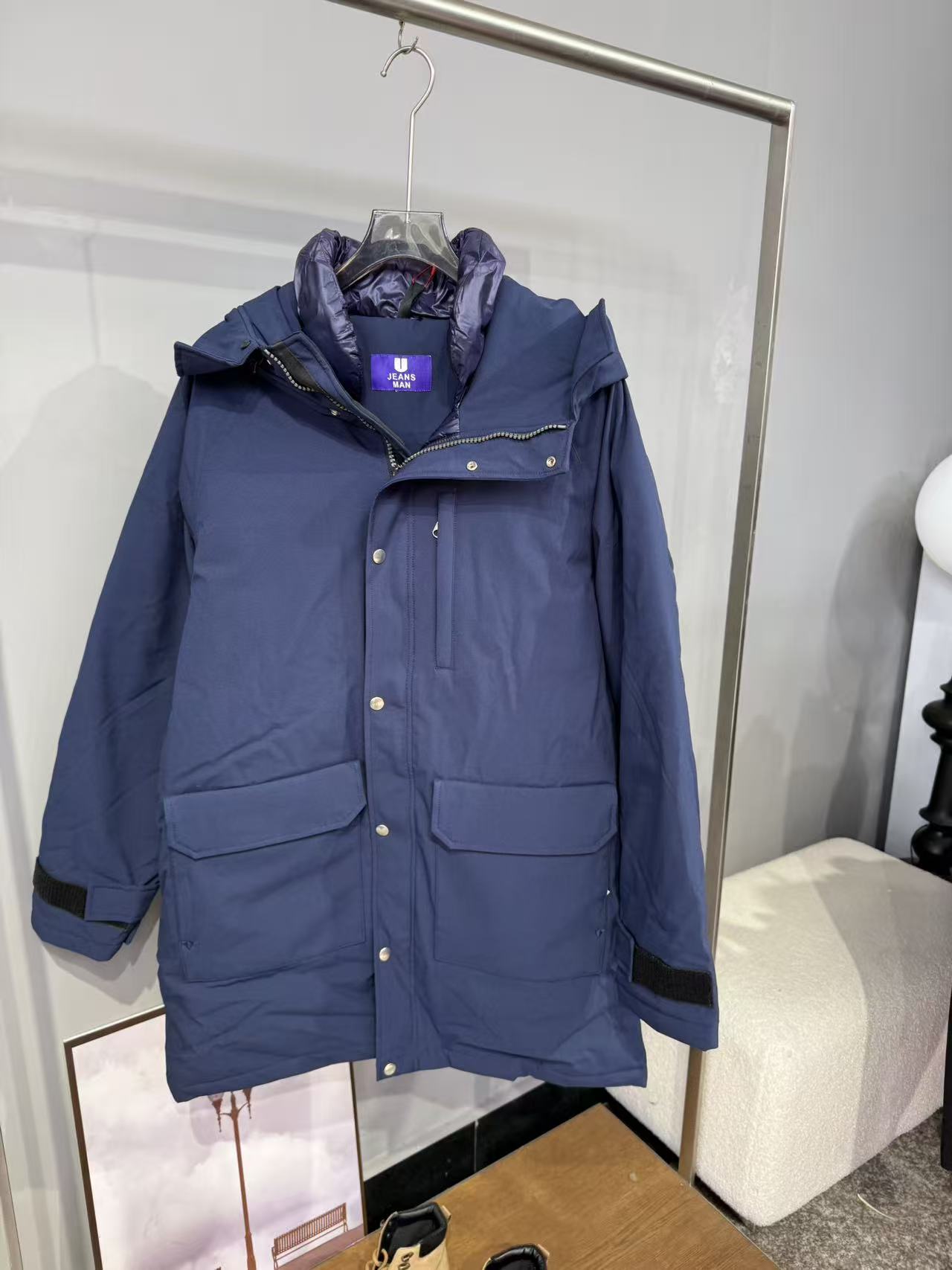 8046户外工装羽绒服冬中长款连帽派克休闲冬季保暖大衣