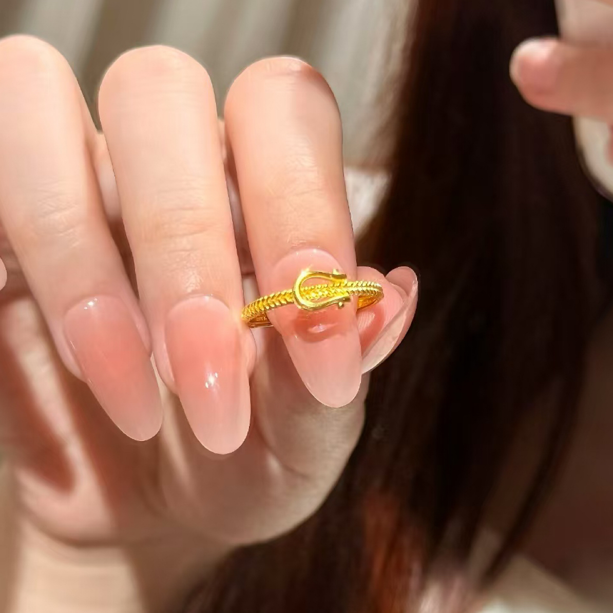 钛钢戒指 不掉色高级感小众马蹄扣轻奢爆款开口可调节戒指C145