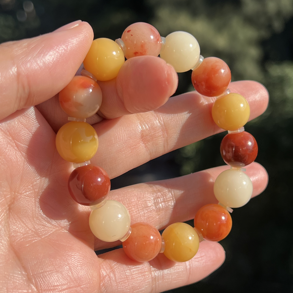 寿山石芙蓉珠子手串尺寸1.3