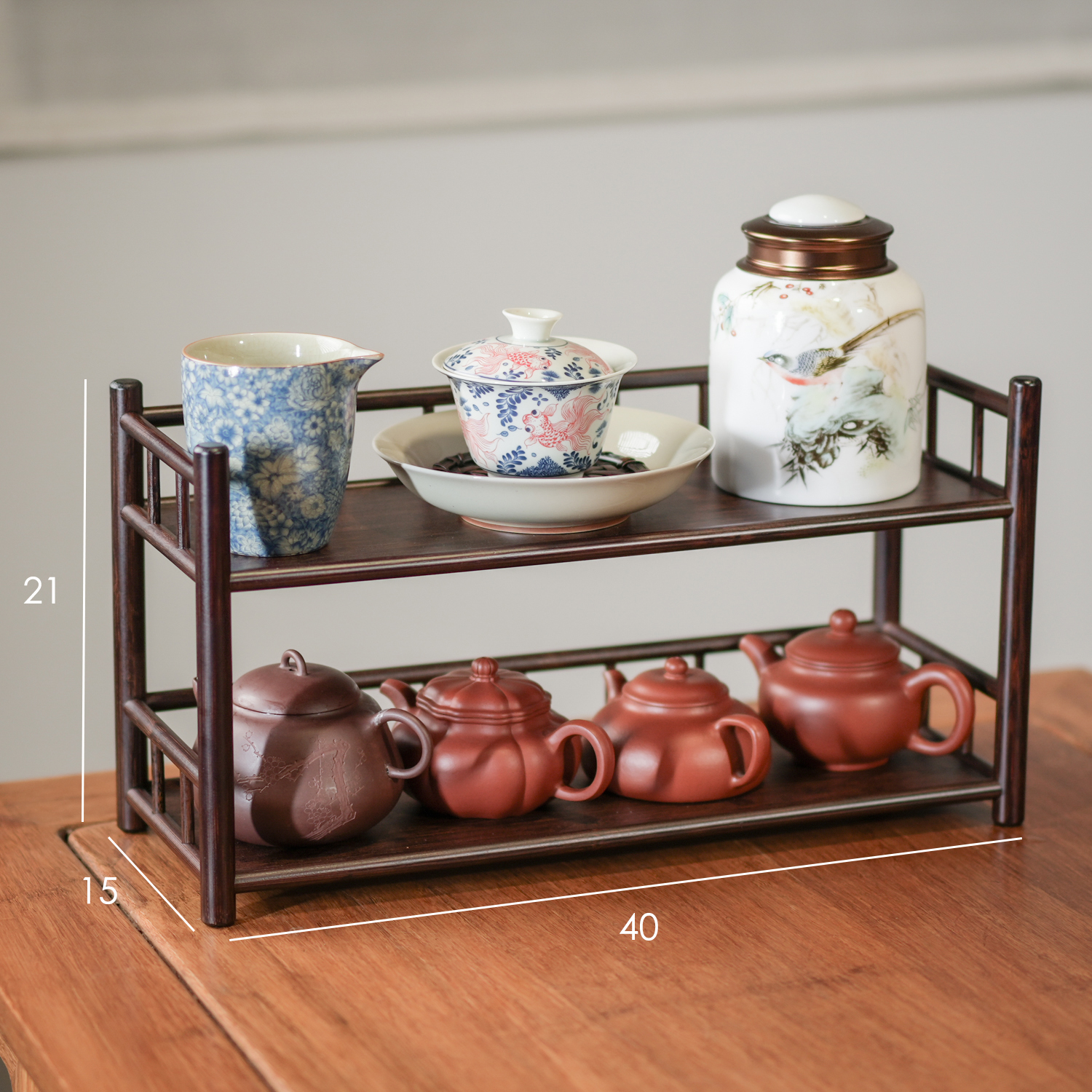 【云迹】竹板楠竹桌面茶架壶架杯架小博古架茶具收纳手工茶道茶杯