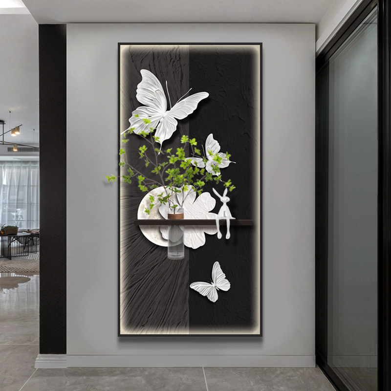 轻奢高级感水培绿植入户玄关装饰画走廊过道挂画家居饰品灯画客厅