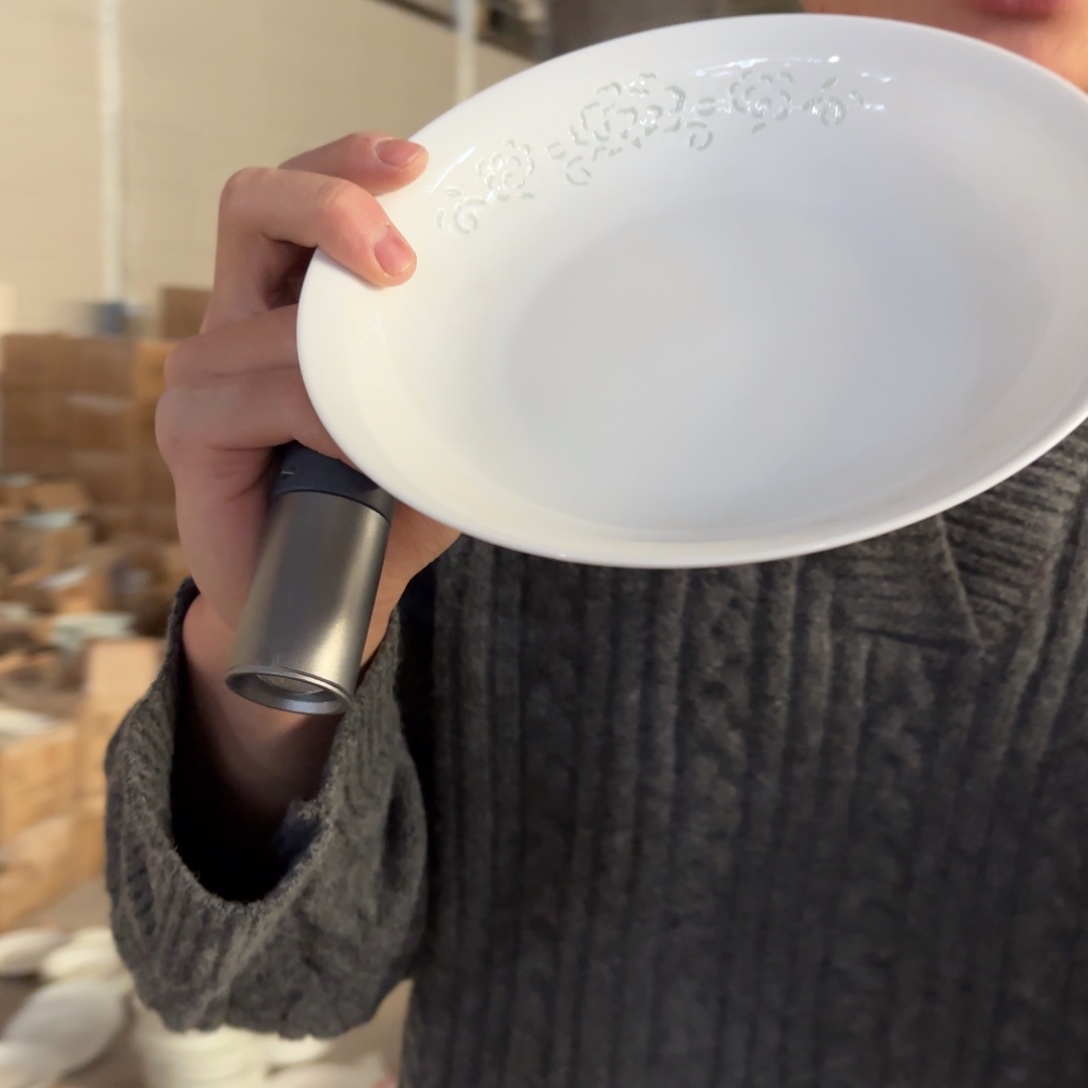 8英寸高白泥玲珑牡丹深盘（源头工厂）2只