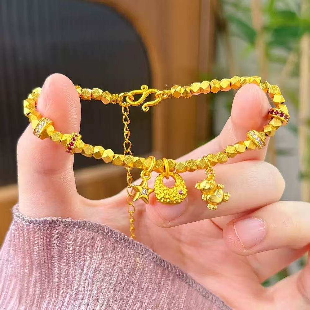 铜合金手链 碎金福袋手链碎碎平安女款可调节手链